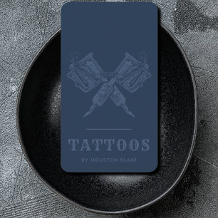 Tarjeta De Visita Artista Minimalista de tatuaje monocromo azul vint