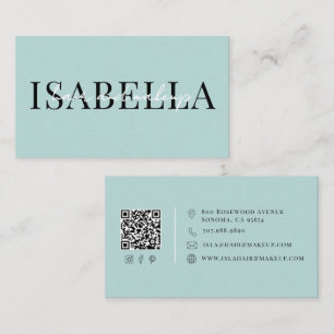 Tarjeta De Visita Artista moderno de cabello y maquillaje Aqua Blue