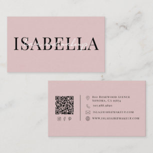 Tarjeta De Visita Artista moderno de cabello y maquillaje rosa polvo