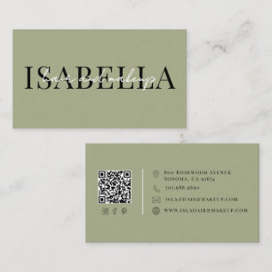 Tarjeta De Visita Artista moderno de cabello y maquillaje verde salv