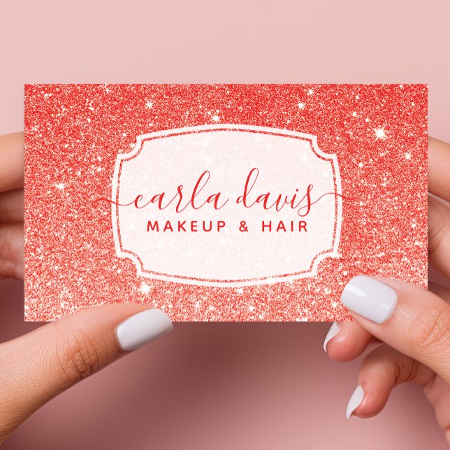 Tarjeta De Visita Artista moderno de maquillaje de Moda de Purpurina (Subido por el creador)