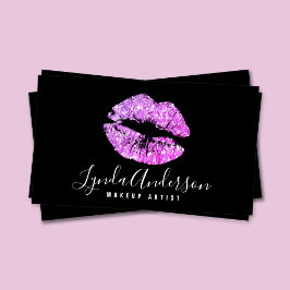 Tarjeta De Visita Artista moderno de maquillaje de purpurina negro y
