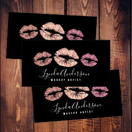 Tarjeta De Visita Artista moderno de maquillaje de purpurina negro y