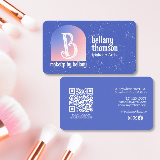 Tarjeta De Visita Artista moderno de maquillaje en monograma rosa az (Subido por el creador)