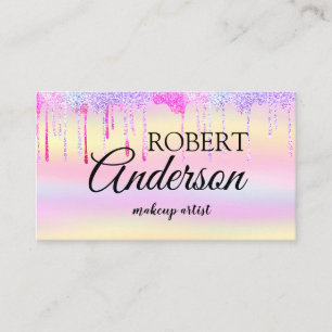 Tarjeta De Visita Artista moderno de maquillaje holográfico arco ir