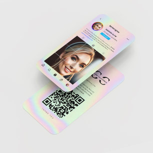 Tarjeta De Visita Artista moderno de maquillaje Instagram Holográfic