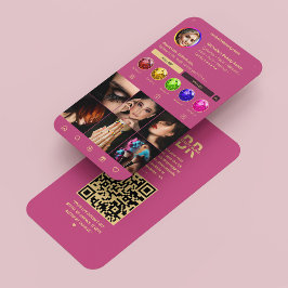 Tarjeta De Visita Artista moderno de maquillaje Monograma Oro Rosado