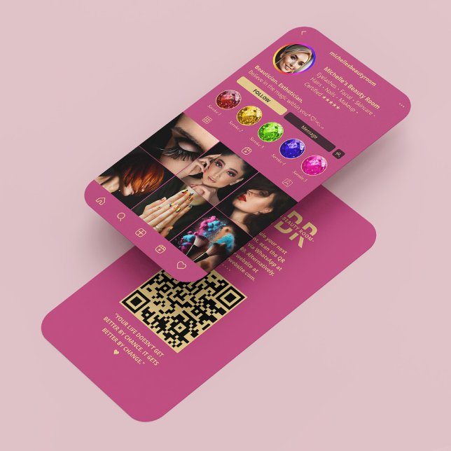 Tarjeta De Visita Artista moderno de maquillaje Monograma Oro Rosado (Pink )