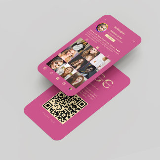 Tarjeta De Visita Artista moderno de maquillaje Pink Instagram Grid