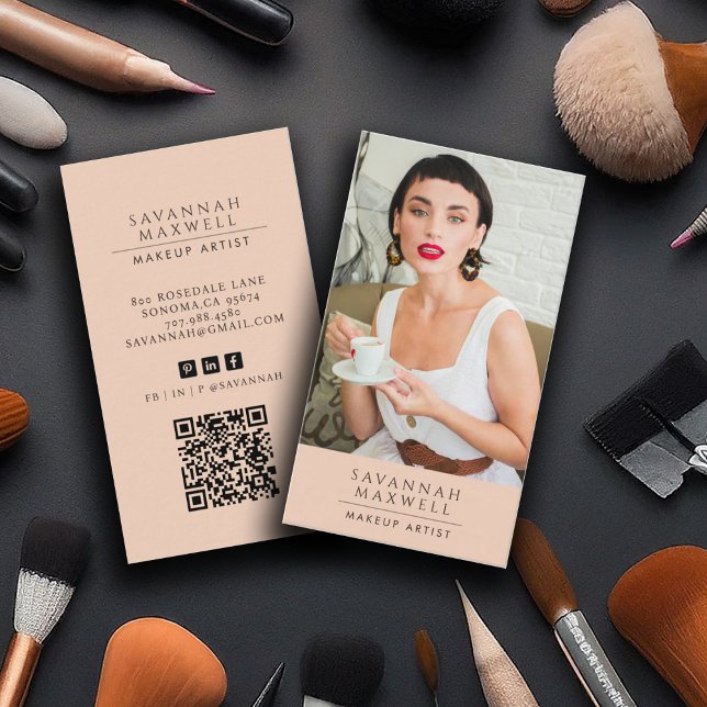 Tarjeta De Visita Artista moderno de maquillaje profesional foto ros (Subido por el creador)