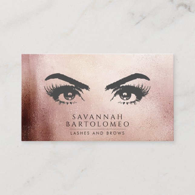 Tarjeta De Visita Artista moderno de maquillaje Rosa Relieve metaliz (Anverso)