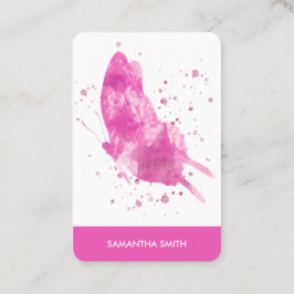 Tarjeta De Visita Artista moderno de mariposa color rosa