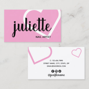 Tarjeta De Visita Artista moderno de uñas negras y rosas