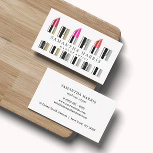 Tarjeta De Visita Artista moderno y elegante de maquillaje de labios