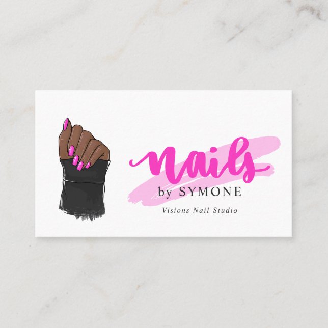 Tarjeta De Visita Artista Nail Tech | Salón de Bonito del Diseñador  (Anverso)
