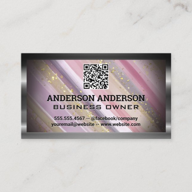 Tarjeta De Visita Artista pintado a mano | Lagos de oro | Código QR (Anverso)