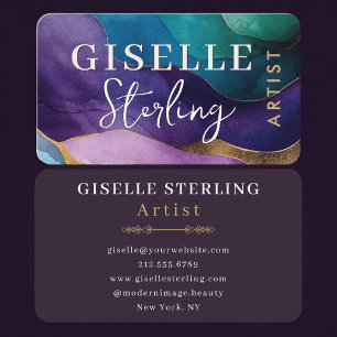 Tarjeta De Visita Artista Purple Gold Profesional