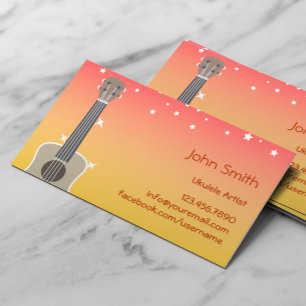 Tarjeta De Visita Artista rosado y amarillo tropical del Ukulele del