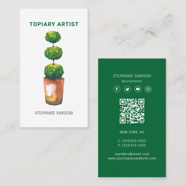 Tarjeta De Visita Artista superior de código QR (Anverso / Reverso)