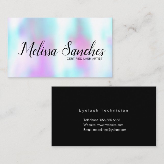 Tarjeta De Visita Artista Técnico Hologram Pastel Eyelash (Anverso / Reverso)