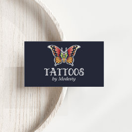 Tarjeta De Visita Artista tradicional de tatuajes de mariposa
