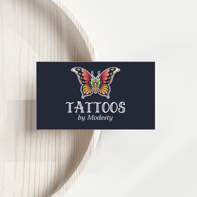 Tarjeta De Visita Artista tradicional de tatuajes de mariposa (Subido por el creador)
