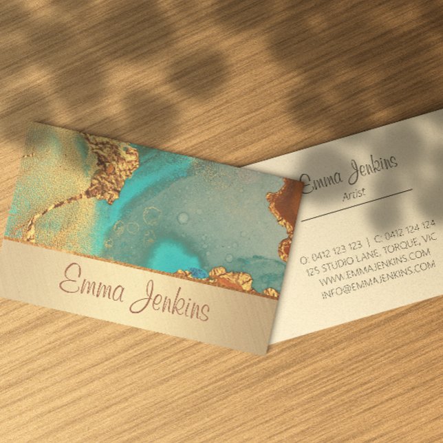 Tarjeta De Visita Artista Turquesa Y Oro (Subido por el creador)