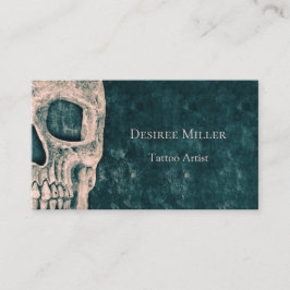 Tarjeta De Visita Artista Verde azulado de tatuajes de color beige g
