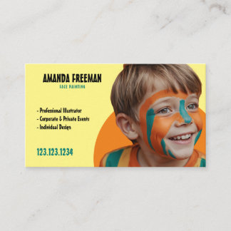 Tarjeta De Visita Artista Verde azulado y amarillo único pintador de