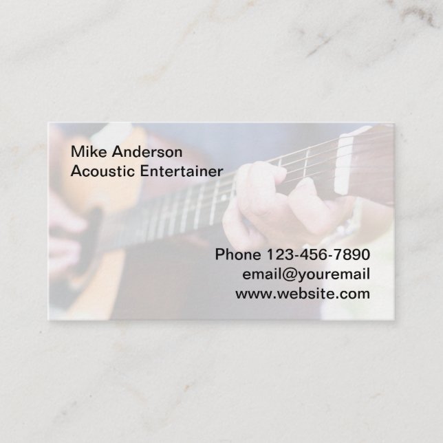 Tarjeta De Visita Artista Y Profesor De Guitarra Acústica (Anverso)