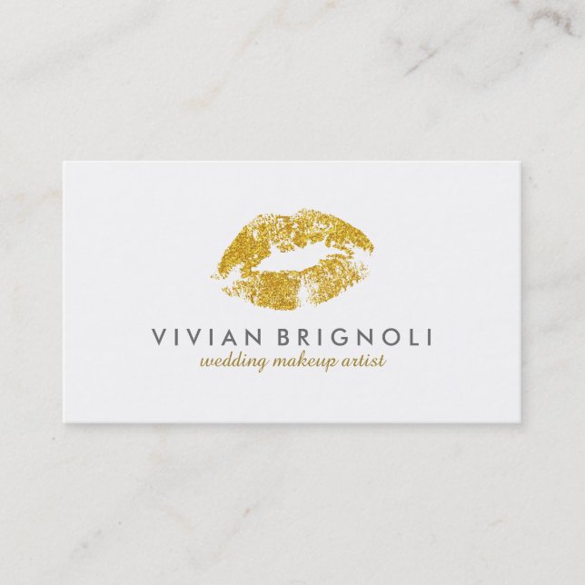 Tarjeta De Visita Artistas de maquillaje de Bodas Purpurinas de oro  (Anverso)