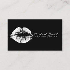 Tarjeta De Visita Artistas de maquillaje Labios Blancos
