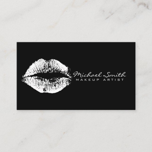 Tarjeta De Visita Artistas de maquillaje Labios Blancos (Anverso)