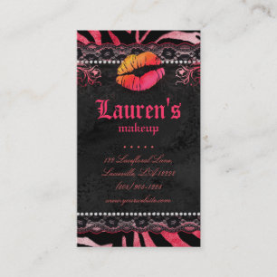 Tarjeta De Visita Artistas de maquillaje Labios N Lace Naranja Rosa