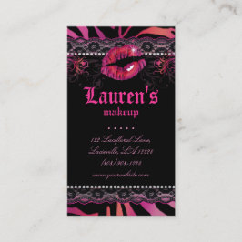 Tarjeta De Visita Artistas de maquillaje Litros N Lace Zebra Rojo Ro