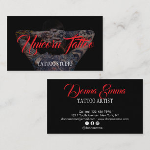 Tarjeta De Visita artistas de tatuajes negros tipografía de escritur