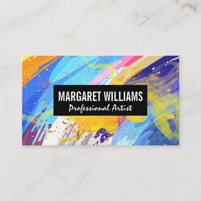 Tarjeta De Visita Artistic Paint Colorful Background | Stylish  (Anverso)