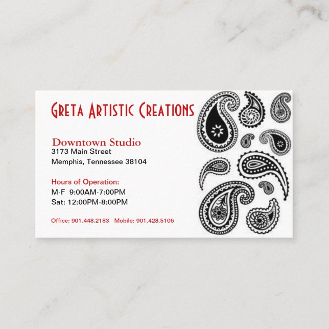 Tarjeta de visita artística (Anverso)