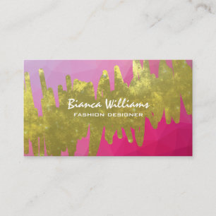 Tarjeta De Visita Artístico Textura de oro Geométrico magenta