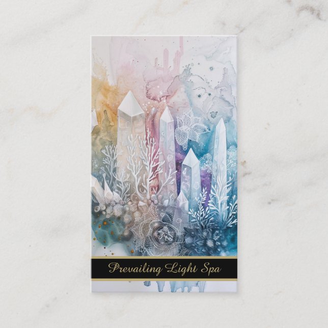 Tarjeta De Visita *~* Artsy Crystals AP90 Gold Rainbow QR Drip (Anverso)