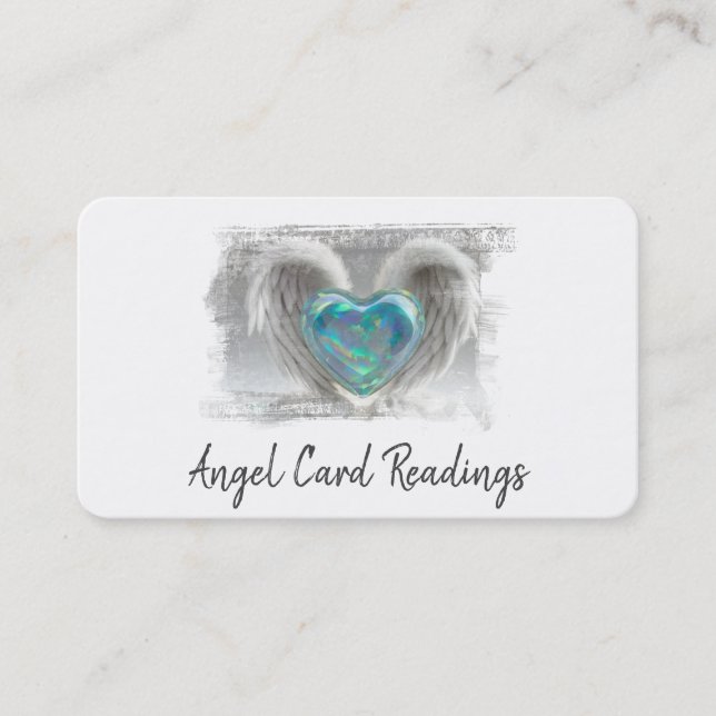 Tarjeta De Visita *~* Artsy Opal Heart Angel Wings AP78 QR (Anverso)