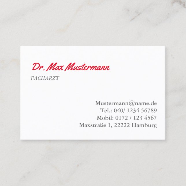 Tarjeta De Visita Arzt Visitenkarte (Anverso)