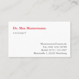 Tarjeta De Visita Arzt Visitenkarte