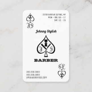 Tarjeta De Visita As de barberos negros y blancos