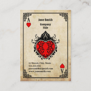 Tarjeta De Visita As de Corazones Grunge
