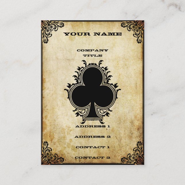 Tarjeta De Visita As del Grunge de clubs (Anverso)