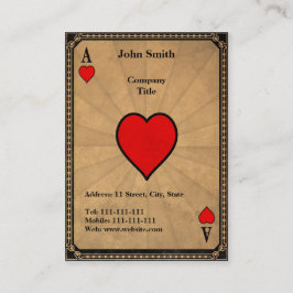 Tarjeta De Visita As del vintage de corazones