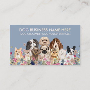 Tarjeta De Visita Aseador de Mascotas Blue Ivory