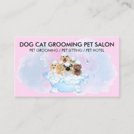Tarjeta De Visita Aseador de Mascotas Lindo Rosa Azul Gato Perro