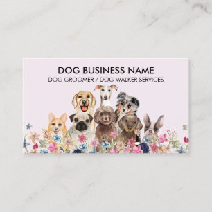 Tarjeta De Visita Aseador de perros esencial lindo rosa y negro